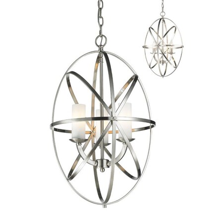 Z-Lite Aranya 3 Light Pendant, Brushed Nickel & Matte Opal 6027-3S-BN